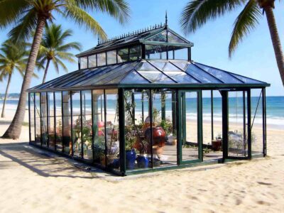 Victorian glass greenhouse, Victorian style greenhouse, Retro style glass sunroom